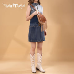 Trinity Ranch Floral Tooled Fringe Sling Bag