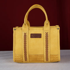 Wrangler Croc Print Concealed Carry Tote/Crossbody - Mustard