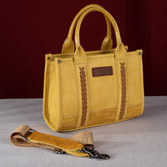 Wrangler Croc Print Concealed Carry Tote/Crossbody - Mustard