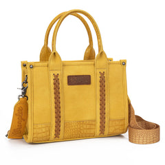 Wrangler Croc Print Concealed Carry Tote/Crossbody - Mustard