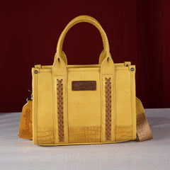 Wrangler Croc Print Concealed Carry Tote/Crossbody - Mustard