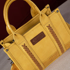 Wrangler Croc Print Concealed Carry Tote/Crossbody - Mustard