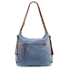 WG103-2008  Wrangler Floral Tooled Denim Hobo/Crossbody Backpack (Convertible ) Jean