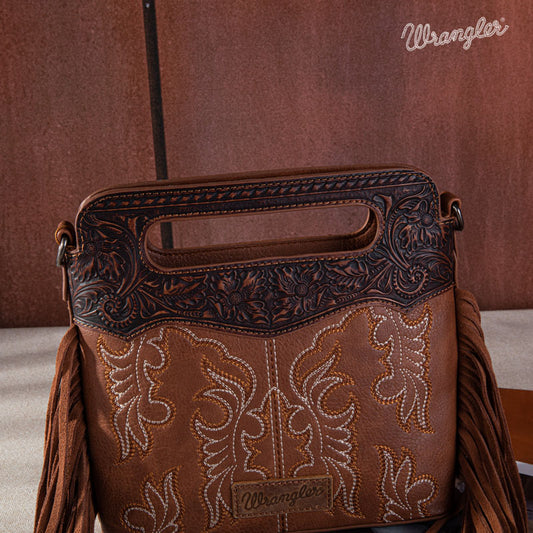 Wrangler Tooled Fringe Crossbody Bag