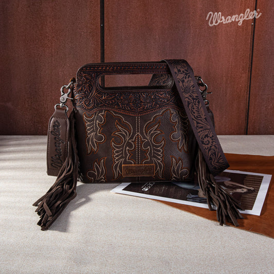 Wrangler Tooled Fringe Crossbody Bag