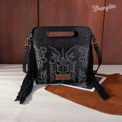 Wrangler Top Handle Embroidered Fringe Tote/Crossbody