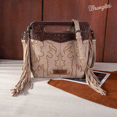 Wrangler Top Handle Embroidered Fringe Tote/Crossbody