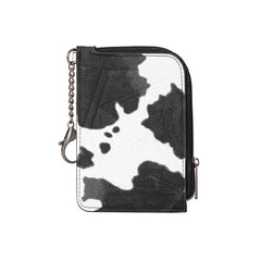 WG133-W005 Wrangler Cow Print Print Mini Zip Card Case - Black