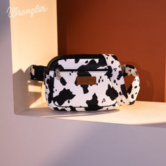 WG133-195  Wrangler Cow  Print Belt-Bag  - Black