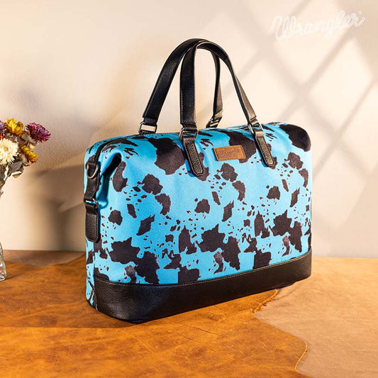 Wrangler Cow Print Trolley Sleeve Weekender-Turquoise