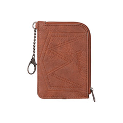 WG133-W005 Wrangler Cow Print Print Mini Zip Card Case - Brown