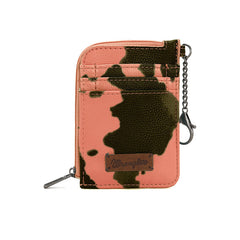 WG133-W005 Wrangler Cow Print Print Mini Zip Card Case - Pink