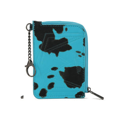 WG133-W005 Wrangler Cow Print Print Mini Zip Card Case - Turquoise