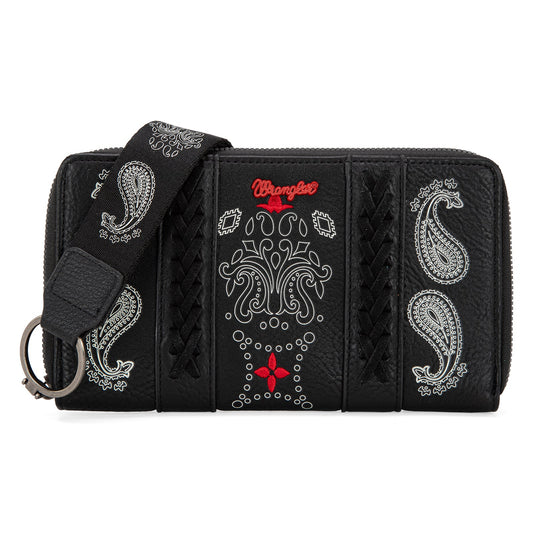 WG134-W006  Wrangler Bandana Paisley Print Wallet -Black