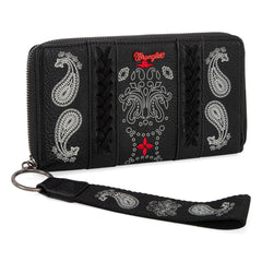 WG134-W006  Wrangler Bandana Paisley Print Wallet -Black