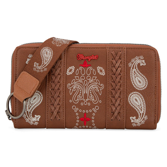 WG134-W006  Wrangler Bandana Paisley Print Wallet Brown