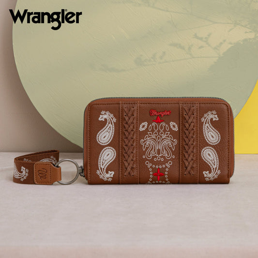 WG134-W006  Wrangler Bandana Paisley Print Wallet Brown