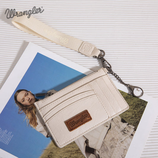 WG137-W009  Wrangler  Solid Color Key Chain Wristlet Card Wallet - White