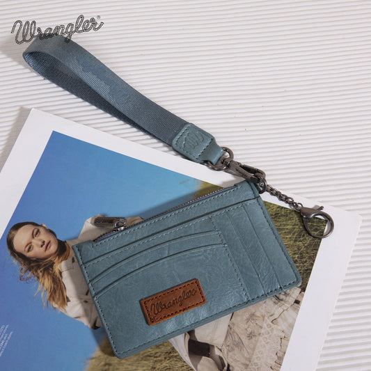 WG137-W009  Wrangler  Solid Color Key Chain Wristlet Card Wallet -Jean