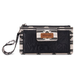 WG139-W013 Wrangler Aztec Print Bi-Fold Wallet Wristlet - Black