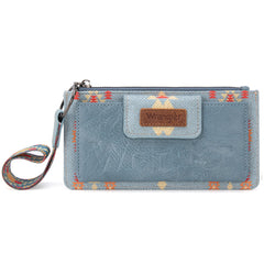 WG139-W013 Wrangler Aztec Print Bi-Fold Wallet Wristlet - Jean