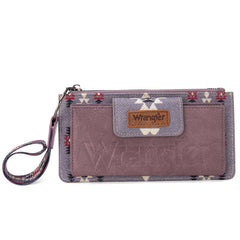 WG139-W013 Wrangler Aztec Print Bi-Fold Wallet Wristlet - Lavender