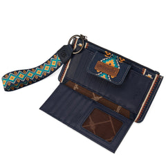 WG139-W013 Wrangler Aztec Print Bi-Fold Wallet Wristlet