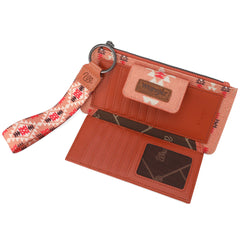 WG139-W013 Wrangler Aztec Print Bi-Fold Wallet Wristlet - Orange