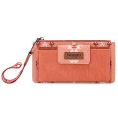 WG139-W013 Wrangler Aztec Print Bi-Fold Wallet Wristlet - Orange