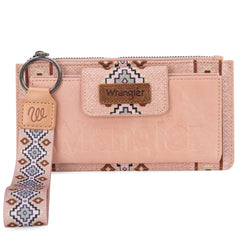 WG139-W013 Wrangler Aztec Print Bi-Fold Wallet Wristlet - Pink