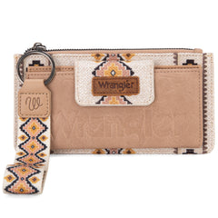 WG139-W013 Wrangler Aztec Print Bi-Fold Wallet Wristlet - Tan