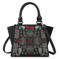 WG134-8012  Wrangler Paisley Mini Satchel/Crossbody - Black (ONLINE ORDER ONLY)