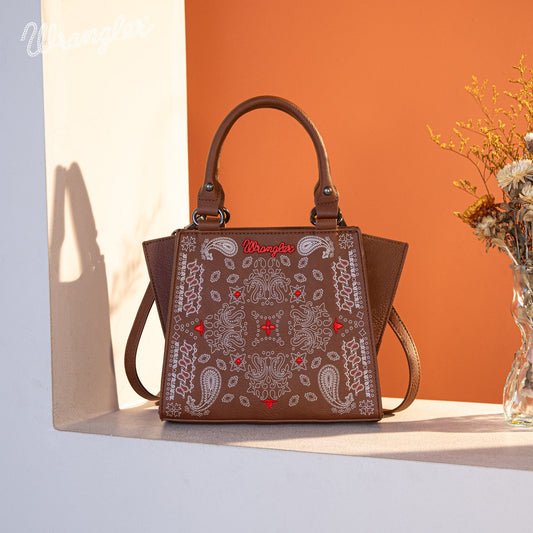 WG134-8012  Wrangler Paisley Mini Satchel/Crossbody - Brown (ONLINE ORDER ONLY)