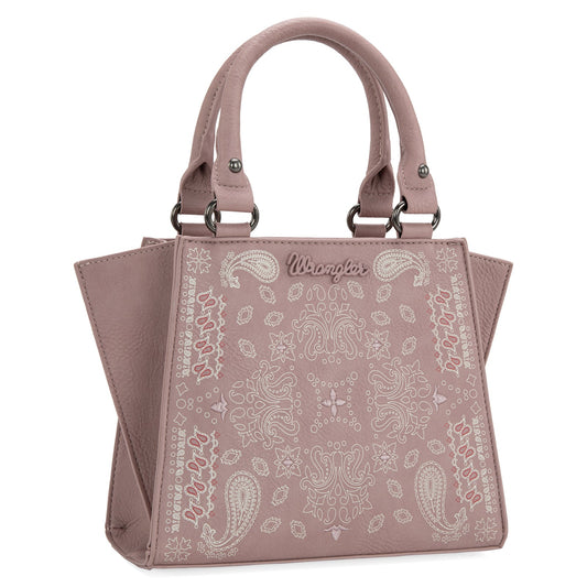 WG134-8012  Wrangler Paisley Mini Satchel/Crossbody -Pink (ONLINE ORDER ONLY)