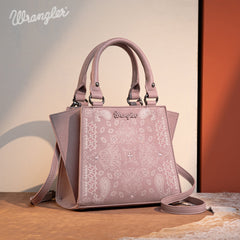 WG134-8012  Wrangler Paisley Mini Satchel/Crossbody -Pink (ONLINE ORDER ONLY)