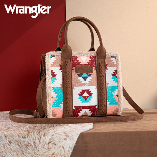 Wrangler Southwestern Sherpa Trim Crossbody Purse