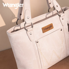 Wrangler "W" Stitch Water Repellent Denim Pocket Zippered Tote Bag