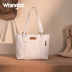 Wrangler "W" Stitch Water Repellent Denim Pocket Zippered Tote Bag