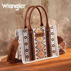 Wrangler Southwestern Dual Sided Print Canvas Tote/Crossbody Collection