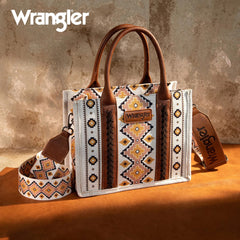 Wrangler Southwestern Print Small Canvas Tote/Crossbody - Coffee