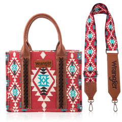 Wrangler Aztec Small Tote/Crossbody and Card Case Set 2Pc- Burgundy