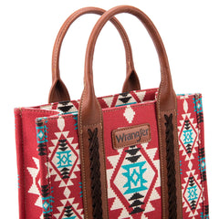 Wrangler Aztec Small Tote/Crossbody and Card Case Set 2Pc- Burgundy