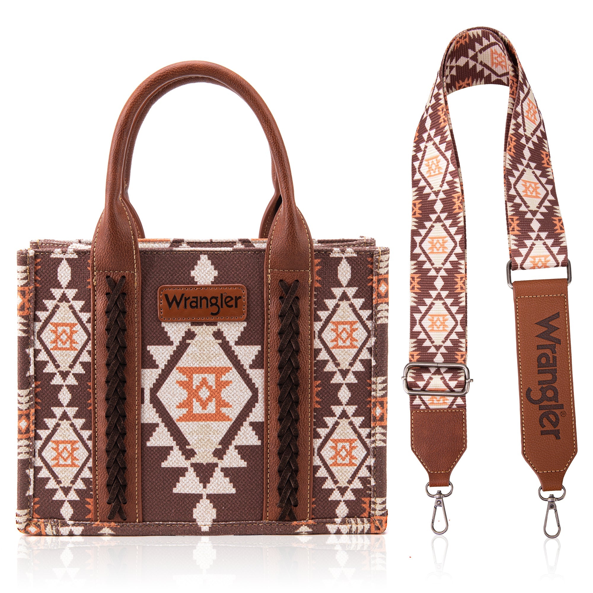 Wrangler Aztec Southwestern Pattern Dual Sided Print Canvas Tote/Crossbody Bag Collection - Cowgirl Wear