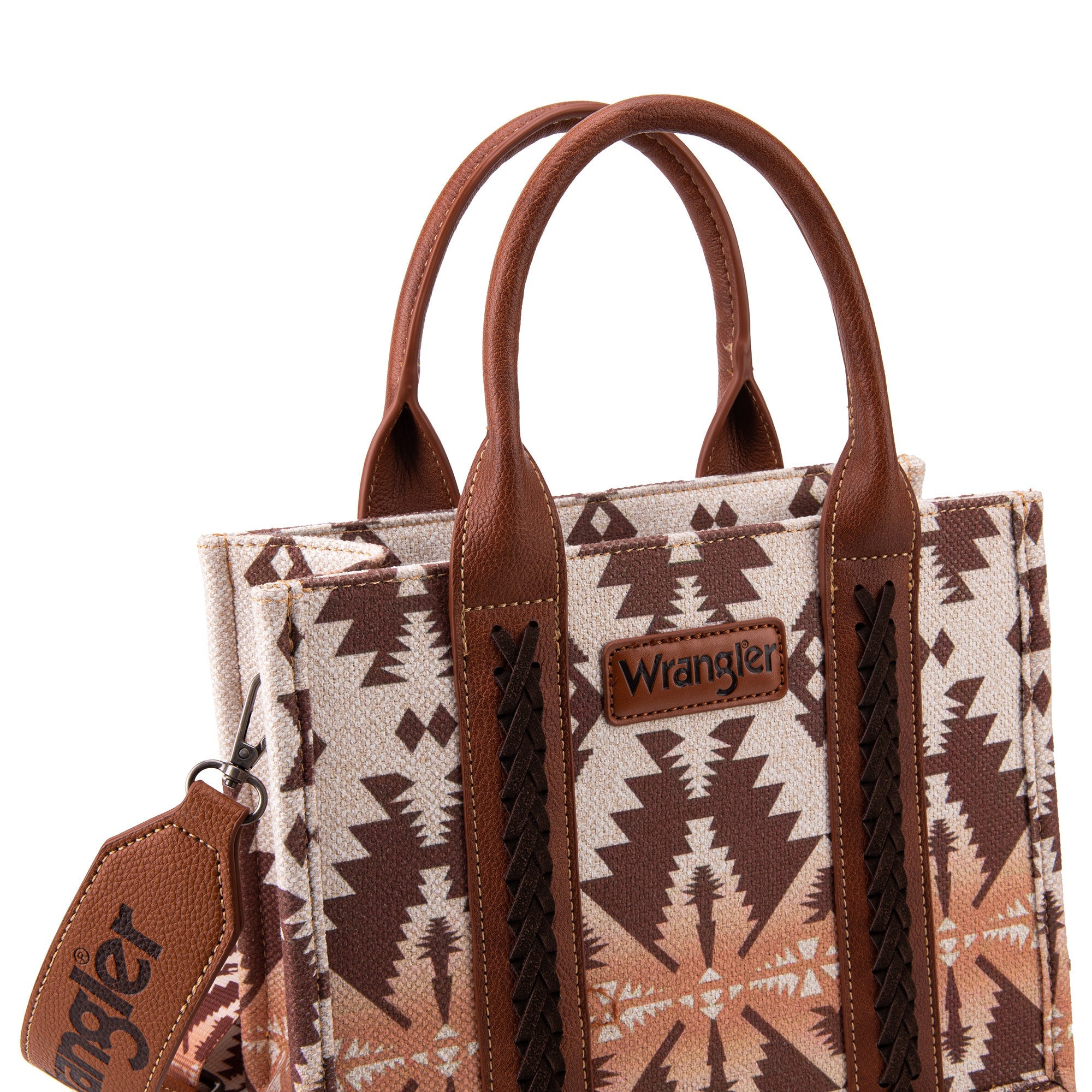 Wrangler Aztec Southwestern Pattern Dual Sided Print Canvas Tote/Crossbody Bag Collection - Cowgirl Wear