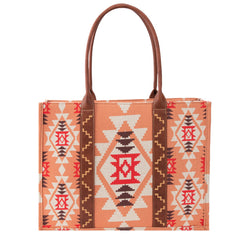 Wrangler Aztec Southwestern Pattern Dual Sided Print Canvas Tote/Crossbody Bag Collection - Cowgirl Wear