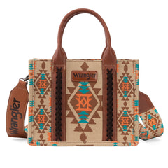 Wrangler Aztec Southwestern Pattern Dual Sided Print Canvas Tote/Crossbody Bag Collection - Cowgirl Wear