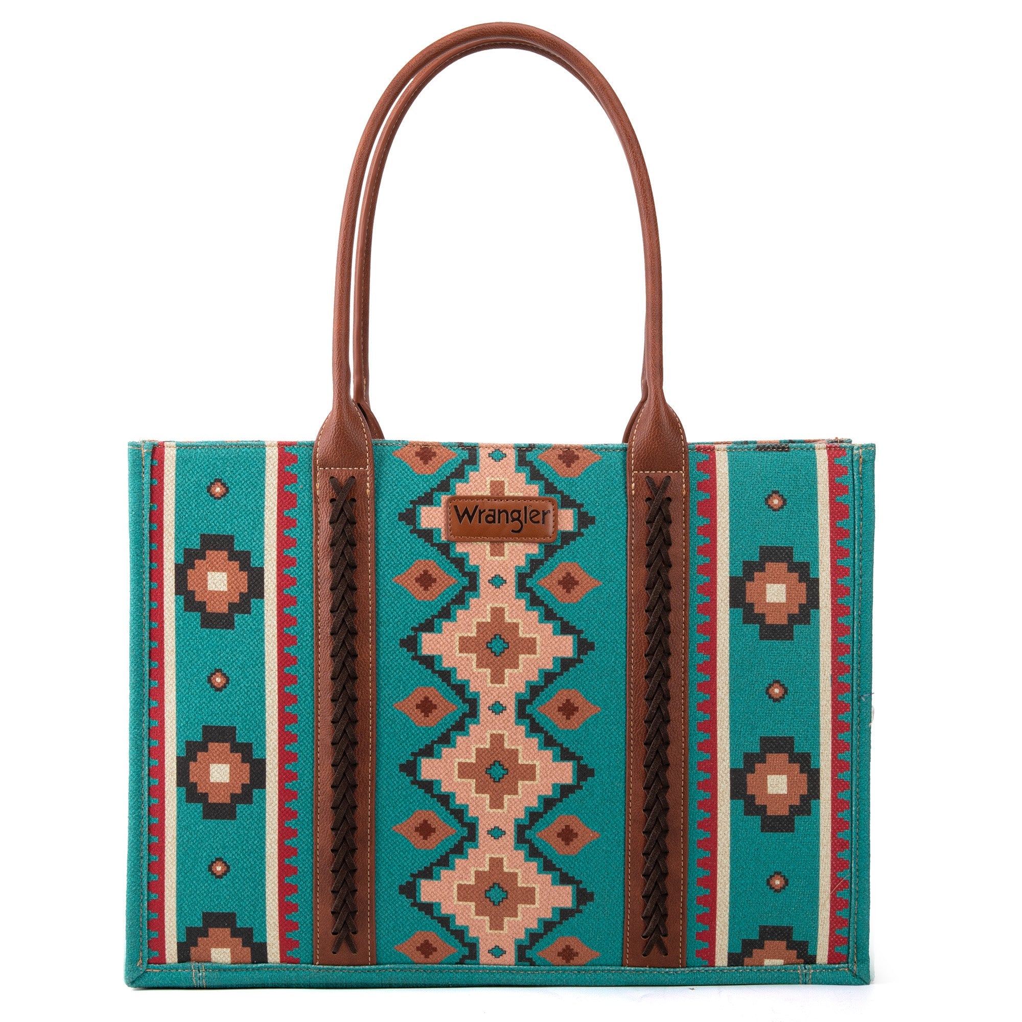 Wrangler Aztec Southwestern Pattern Dual Sided Print Canvas Tote/Crossbody Bag Collection - Cowgirl Wear