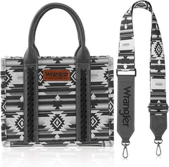 WG2203-8120SW Wrangler Aztec Small Tote/Crossbody and Card Case Set 2Pc- Black