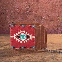 2023 Fall New Wrangler Aztec Southwestern Art Print Mini Zip Card Case