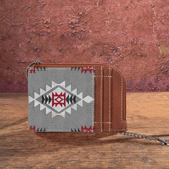 WG2203-W005 2023 Fall New Wrangler Aztec Southwestern Art Print Mini Zip Card Case